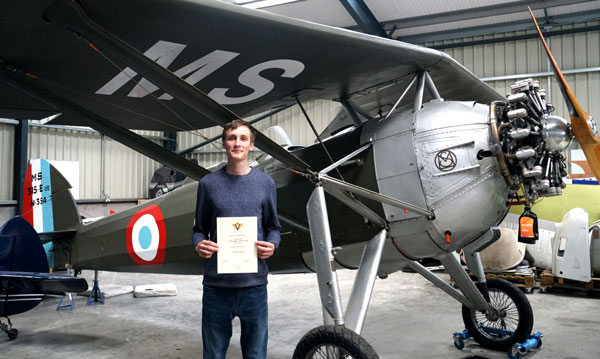 David Curtis, 
winner 2019 VAC Liz Inwood Taildragger Scholarship